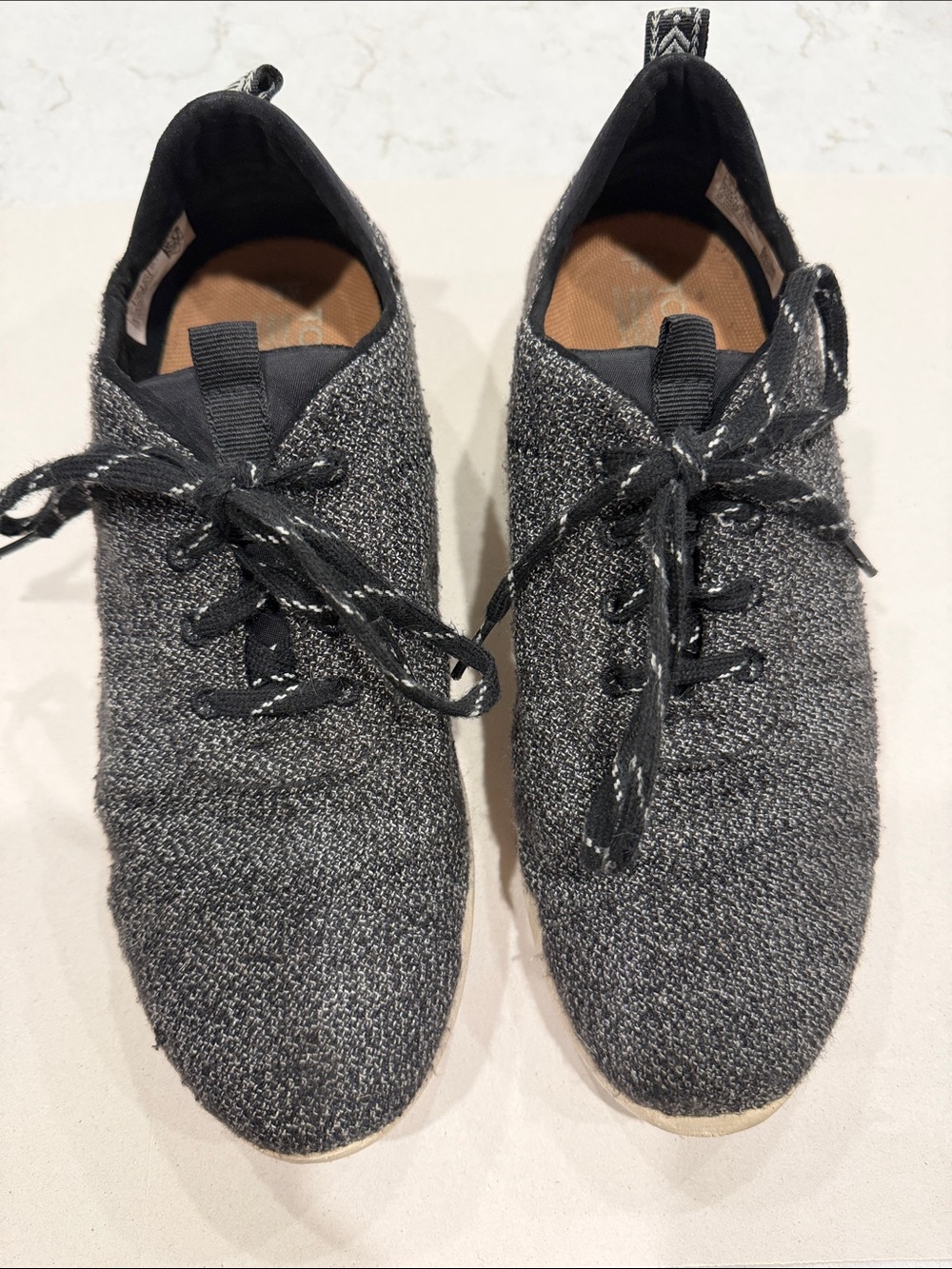 Toms Women’s Knit Lace-Up Sneakers in Black and Gray